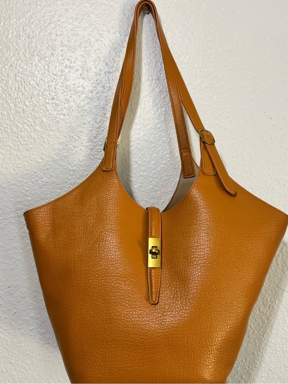 Miztique Cognac  Vegan Leather Tote with Gold Hardware